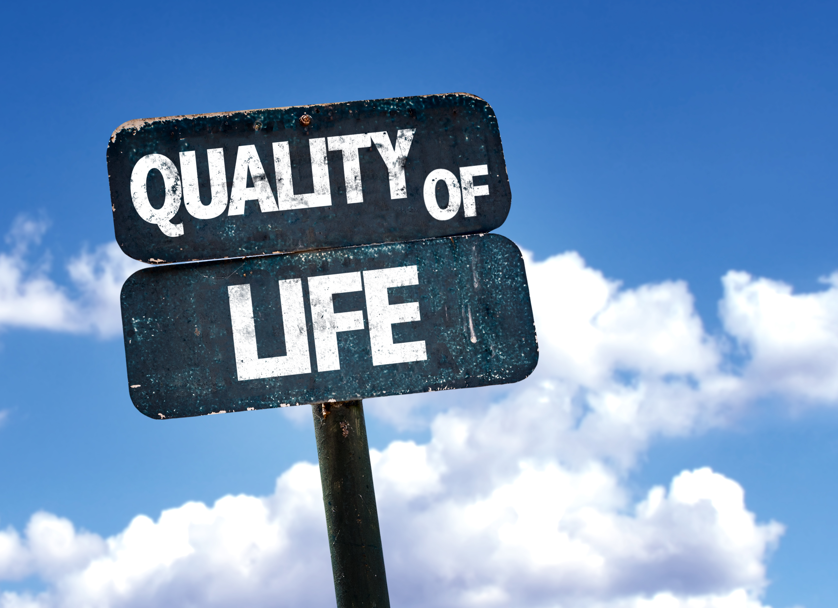 Quality of Life sign with sky background-1